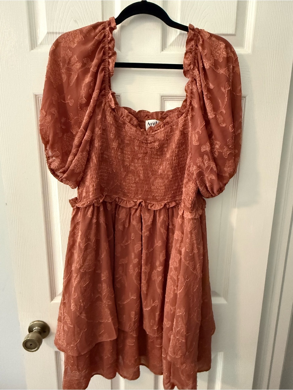 Arula Rust Crochet-Detail Babydoll Dress size b